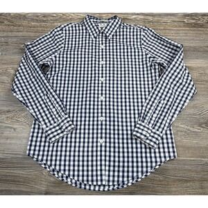 L.L. Bean Top Womens S Blue Wrinkle Free Gingham Plaid Button Up Classic Casual